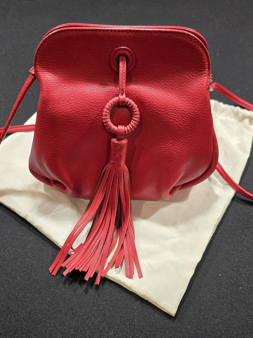 HOBO Red Leather Tassel Crossbody
